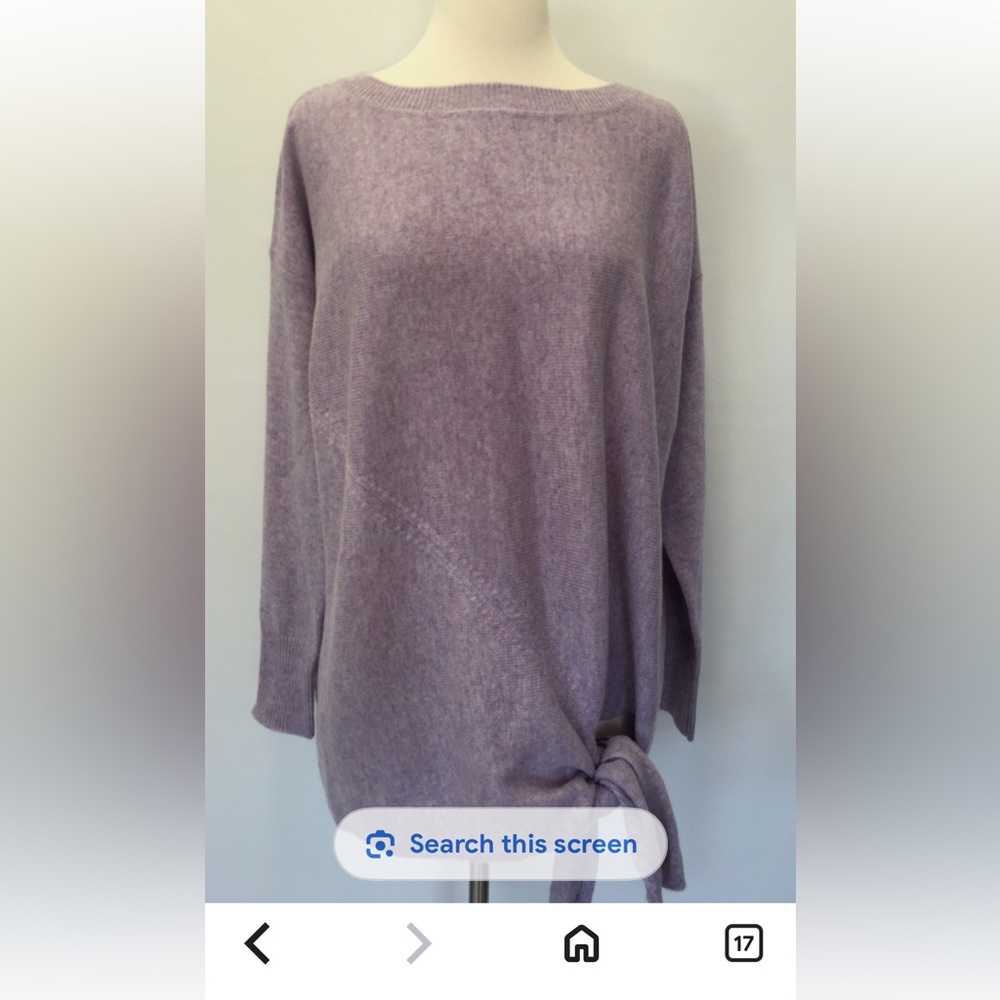 J Crew Tie Waist Boatneck Long Sweater Wool Blend Orchid Lavender Size Medium